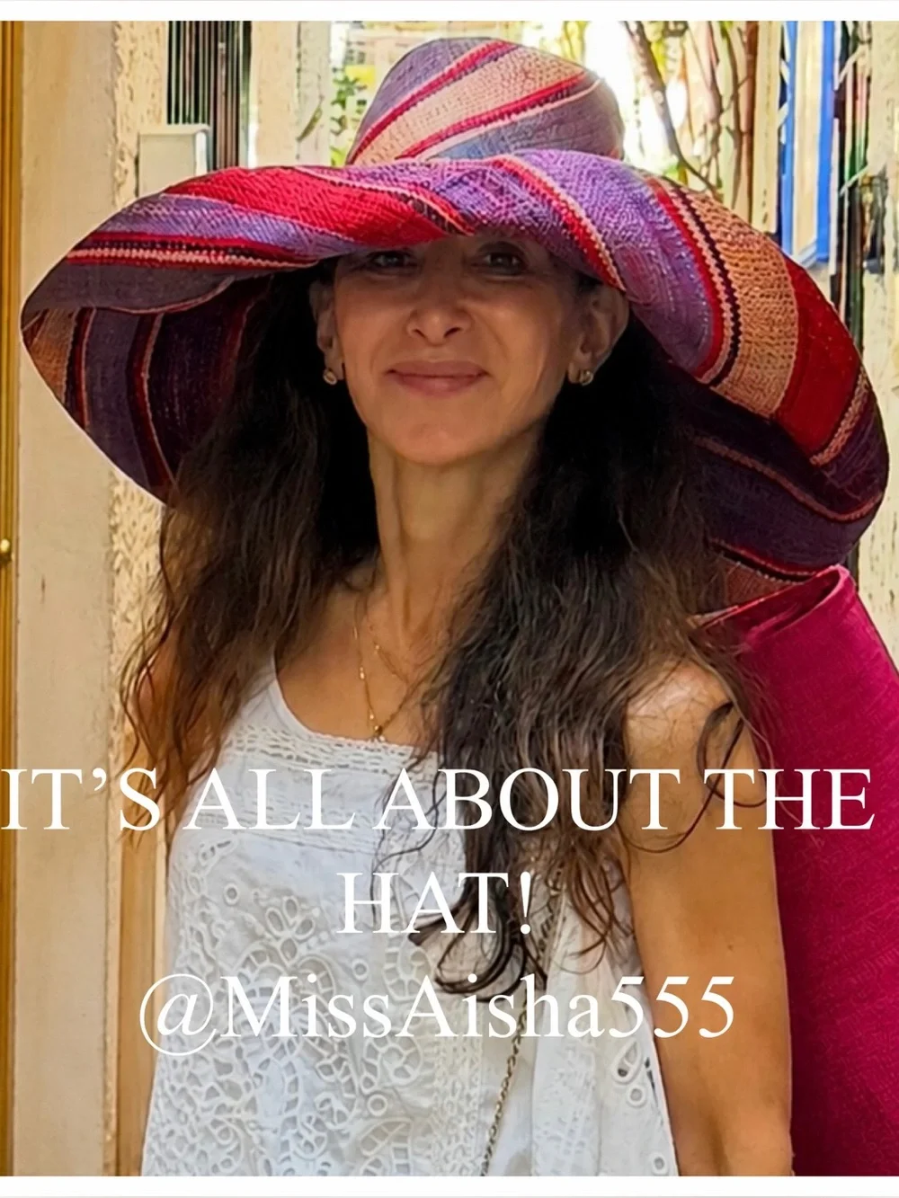 MADE IN ITALY 🇮🇹 Wide Brim Multicolor Straw Sun Hat - Red & Purple